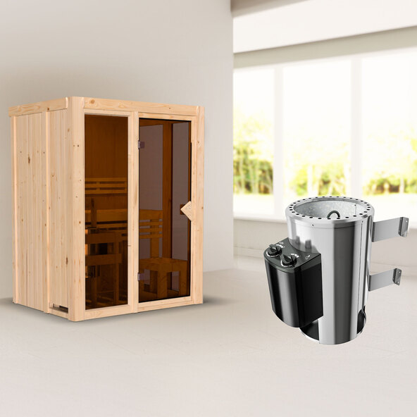 Sauna Ida 1 mit Ofen, 3,6 kW, naturbelassen