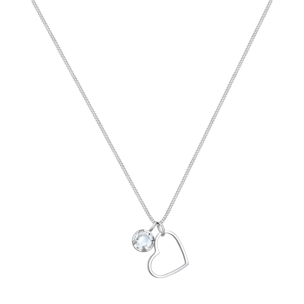 Elli Elli Collier Pendentif Coeur Découpe avec des Cristaux Collier Femme - (925/1000) collier