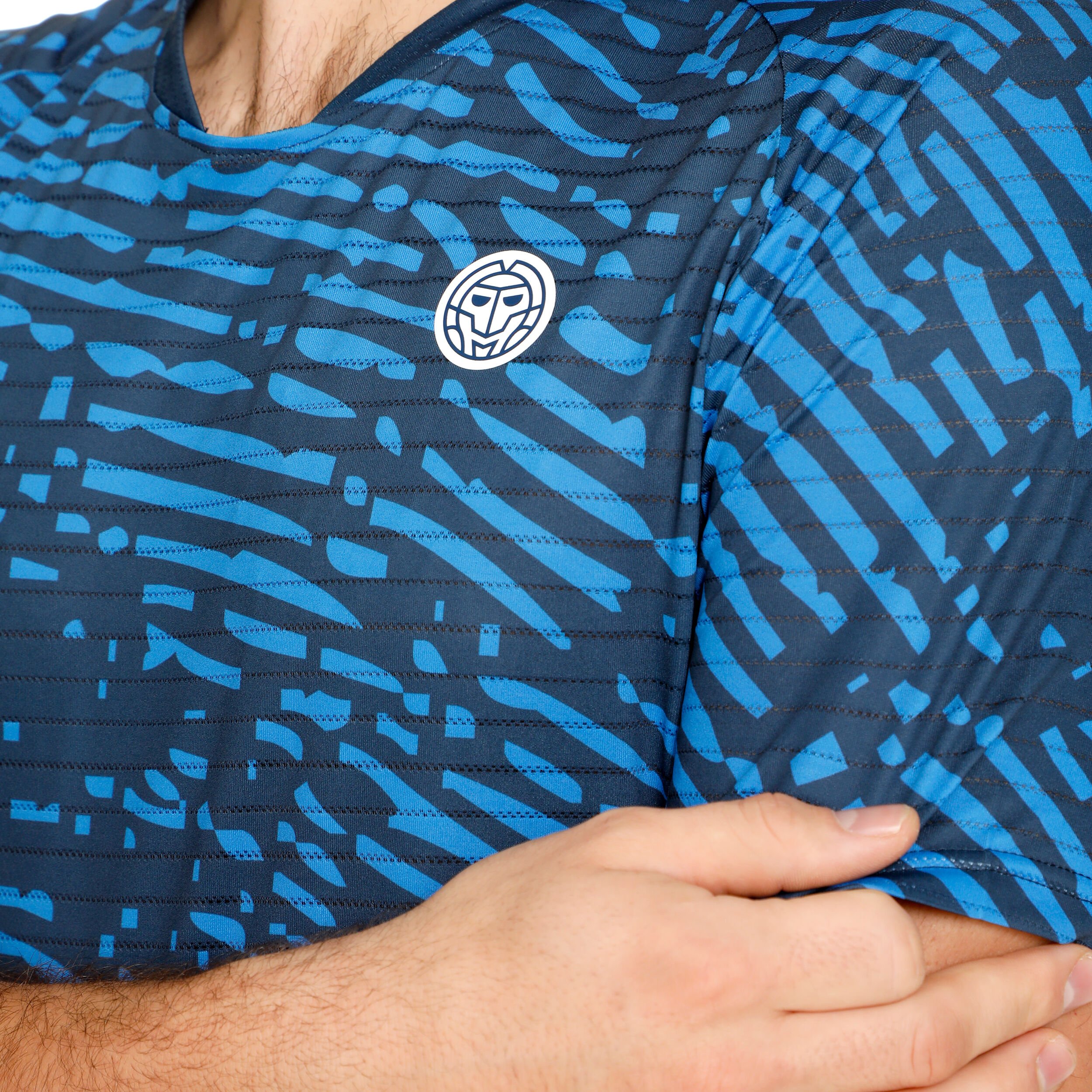 Fingerprint Round Neck T-Shirt Herren - Dunkelblau, Weiß