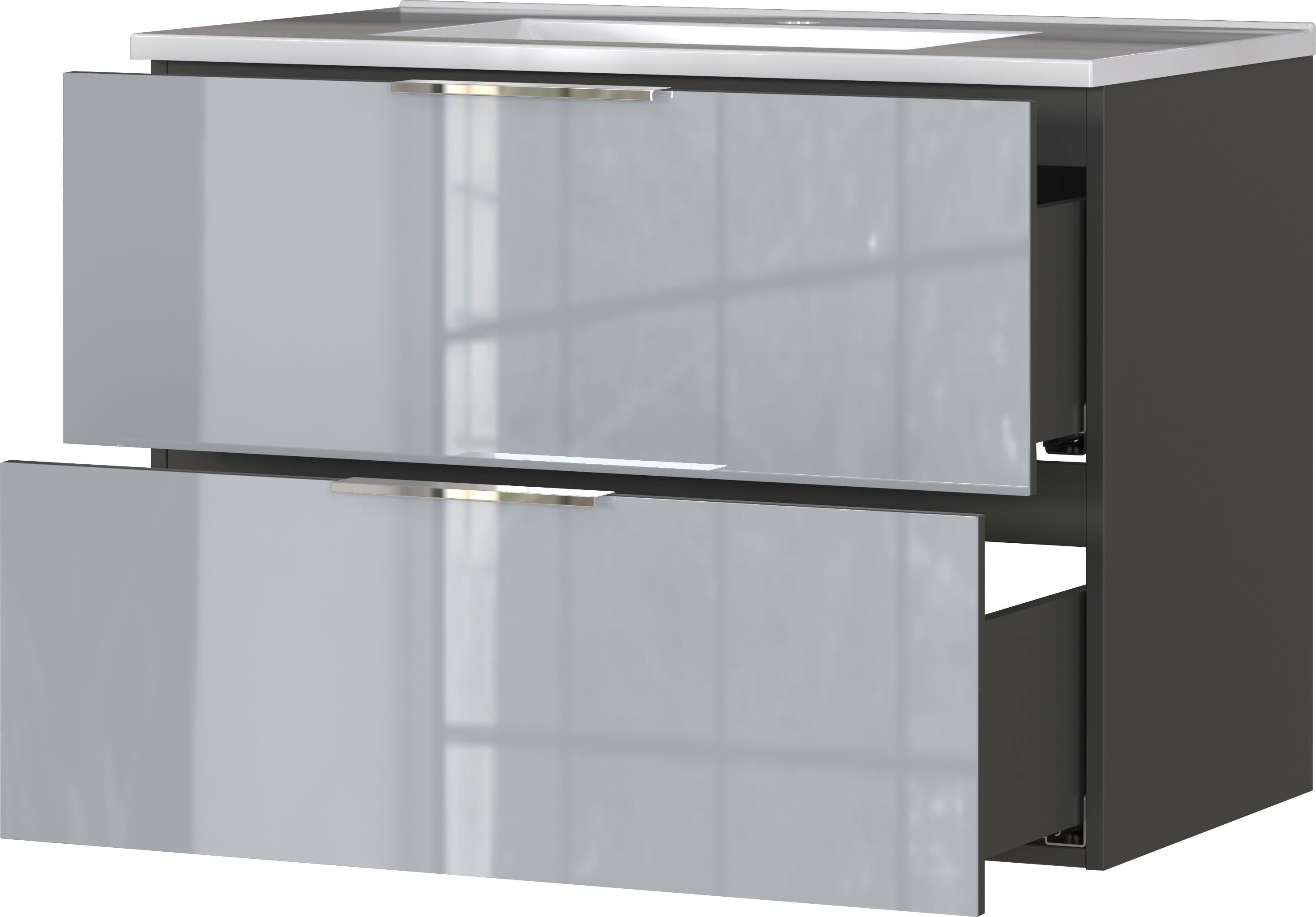 GERMANIA Badmöbel-Set Vasio, (5-St), inkl. WT-Unterschrank, Spiegelschrank, Schrank, Mediumschrank, Kommode
