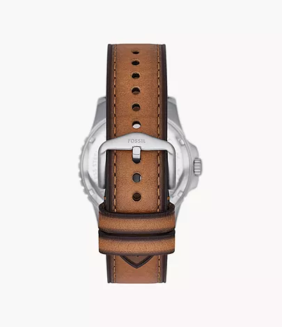 Fossil Uhr Fossil Blue Dive 3-Zeiger-Werk Datum LiteHide™-Leder hellbraun