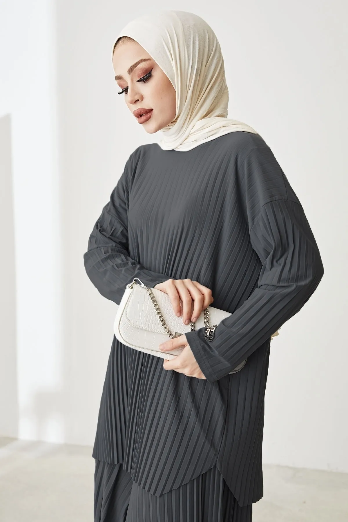 InStyle  Mila Faltenhosen-Tunika-Doppelset - Anthrazit