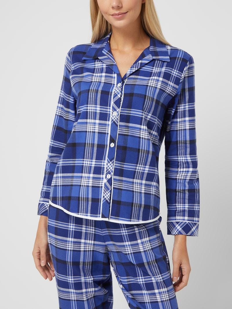 Pyjama-Oberteil aus Baumwolle Modell 'Riley' in marineblau
