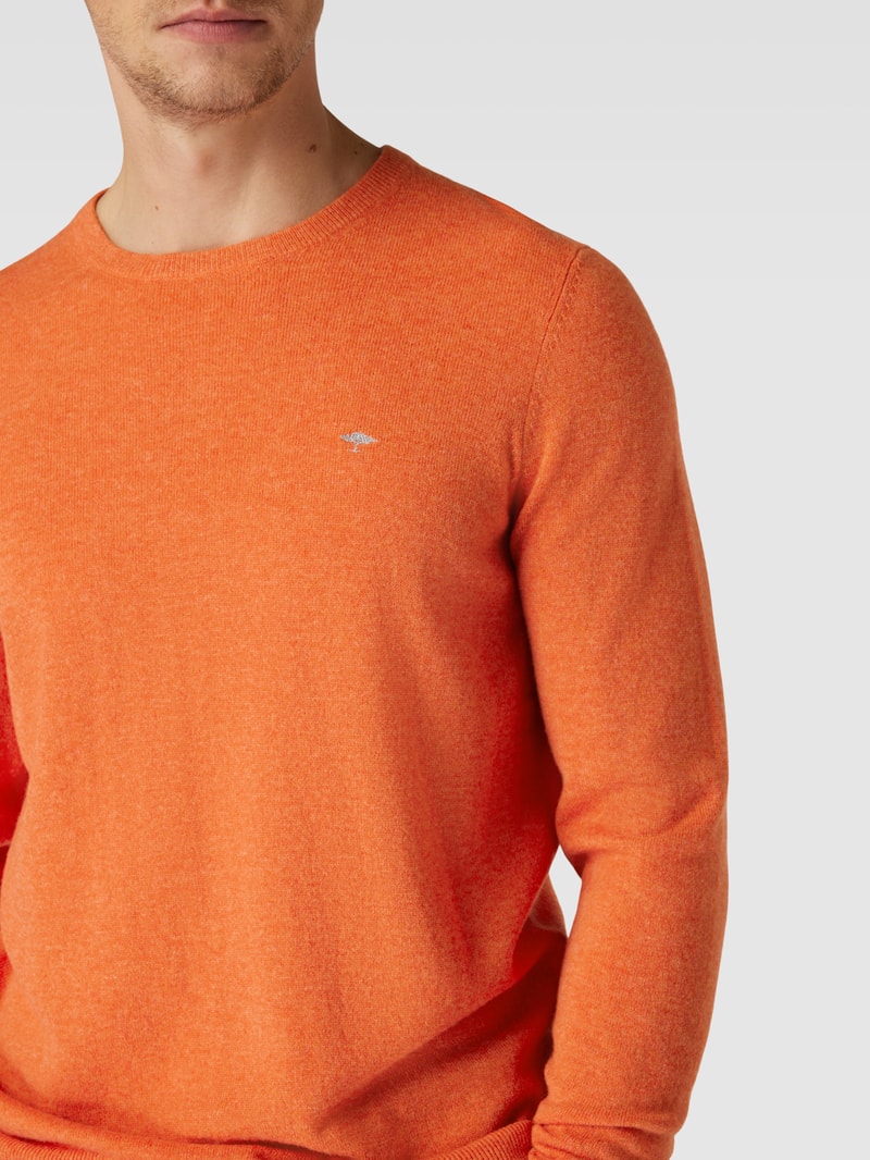 Strickpullover mit Rundhalsausschnitt in orange