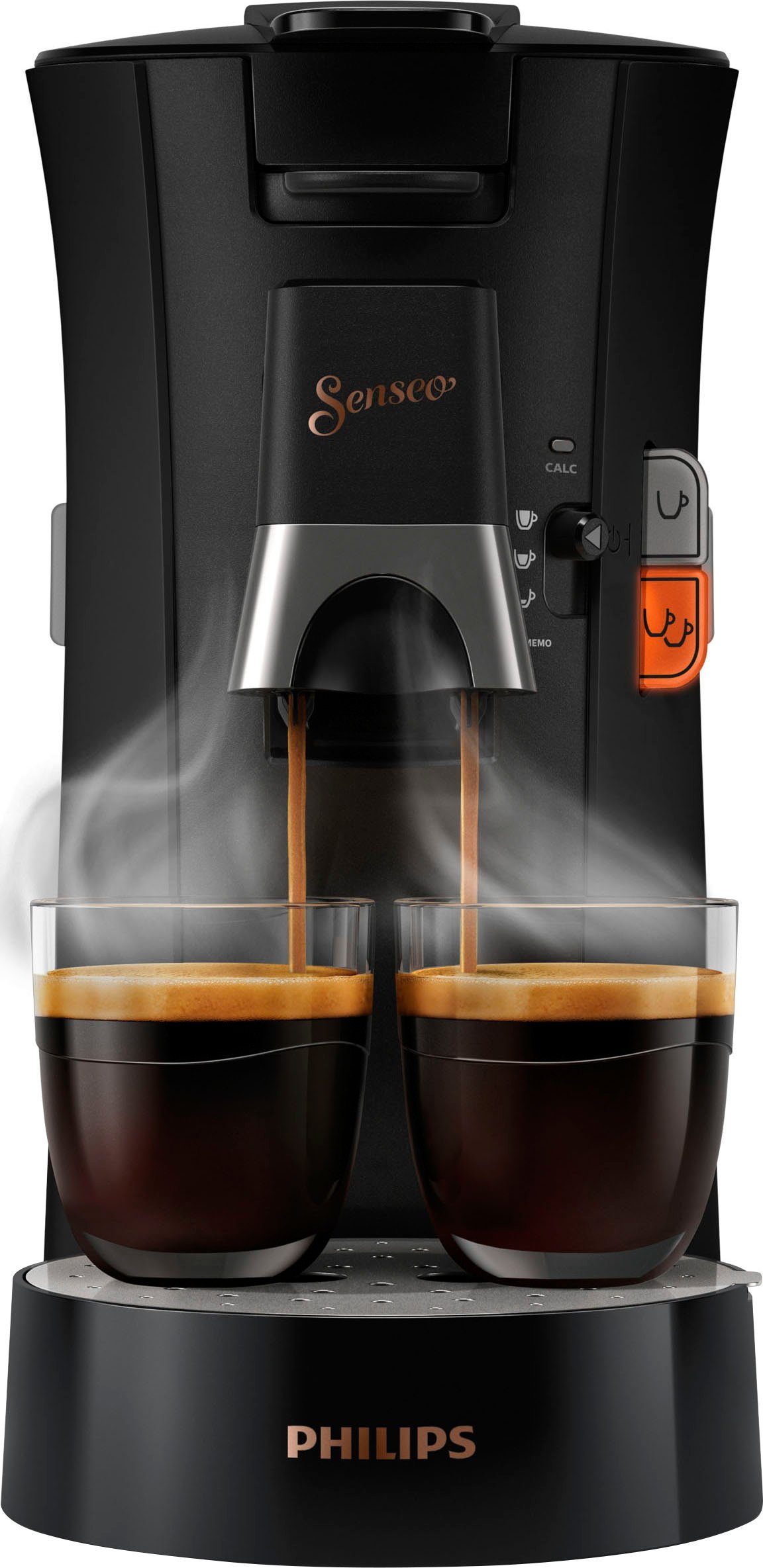 Philips Senseo Kaffeepadmaschine Select CSA240/60, aus 21% recyceltem Plastik, mit 3 Kaffeespezialitäten, Memo-Funktion