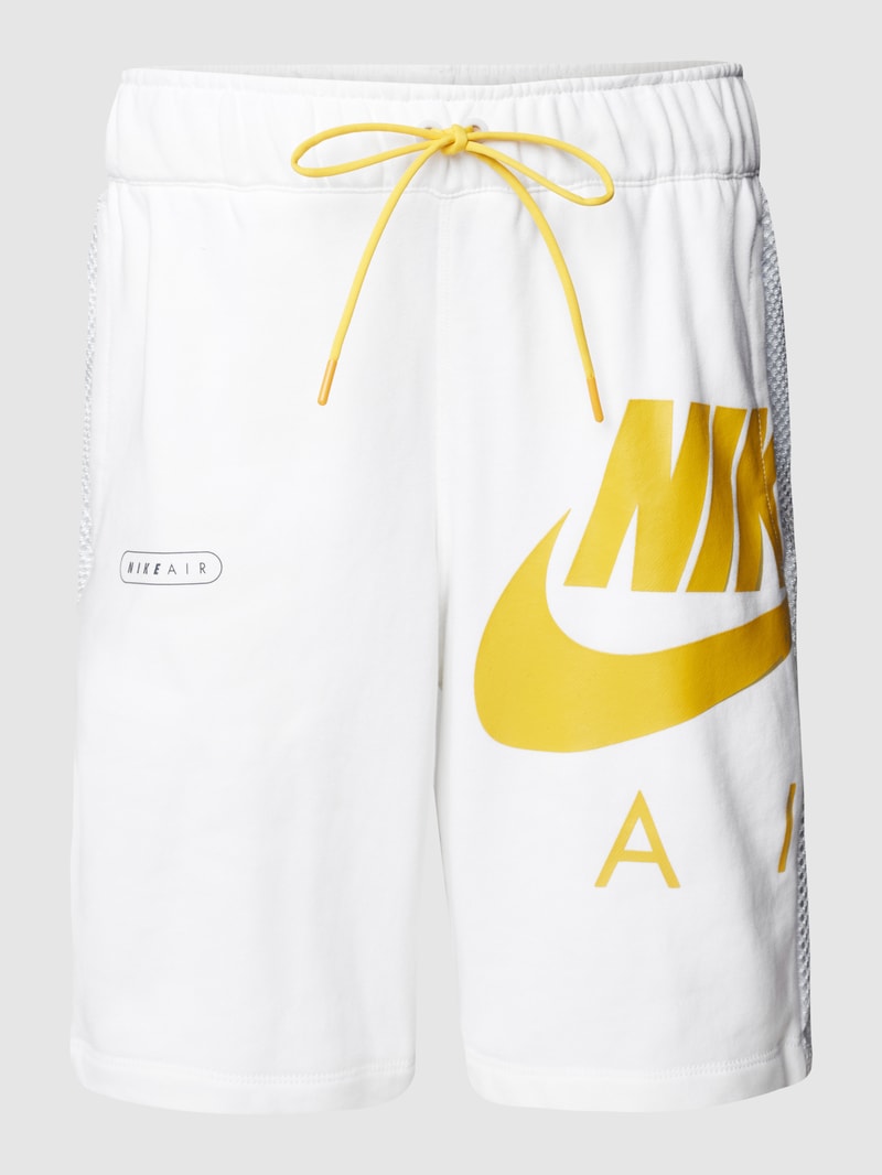 Sweatshorts mit Label-Print in weiß