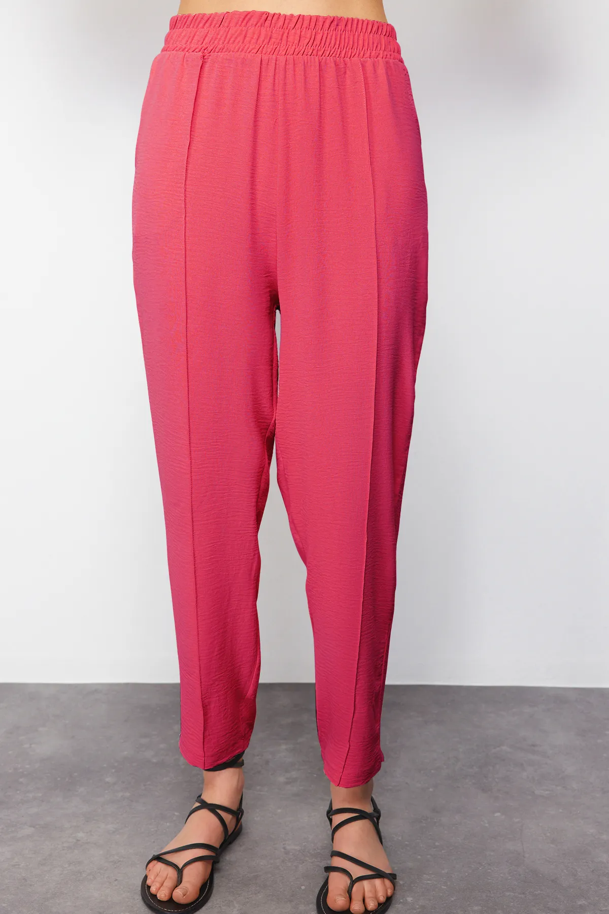 Trendyol Collection  Fuchsia gewebtes Kimono-Hosen-Ober- und Unterteil-Set TWOSS24AU00037