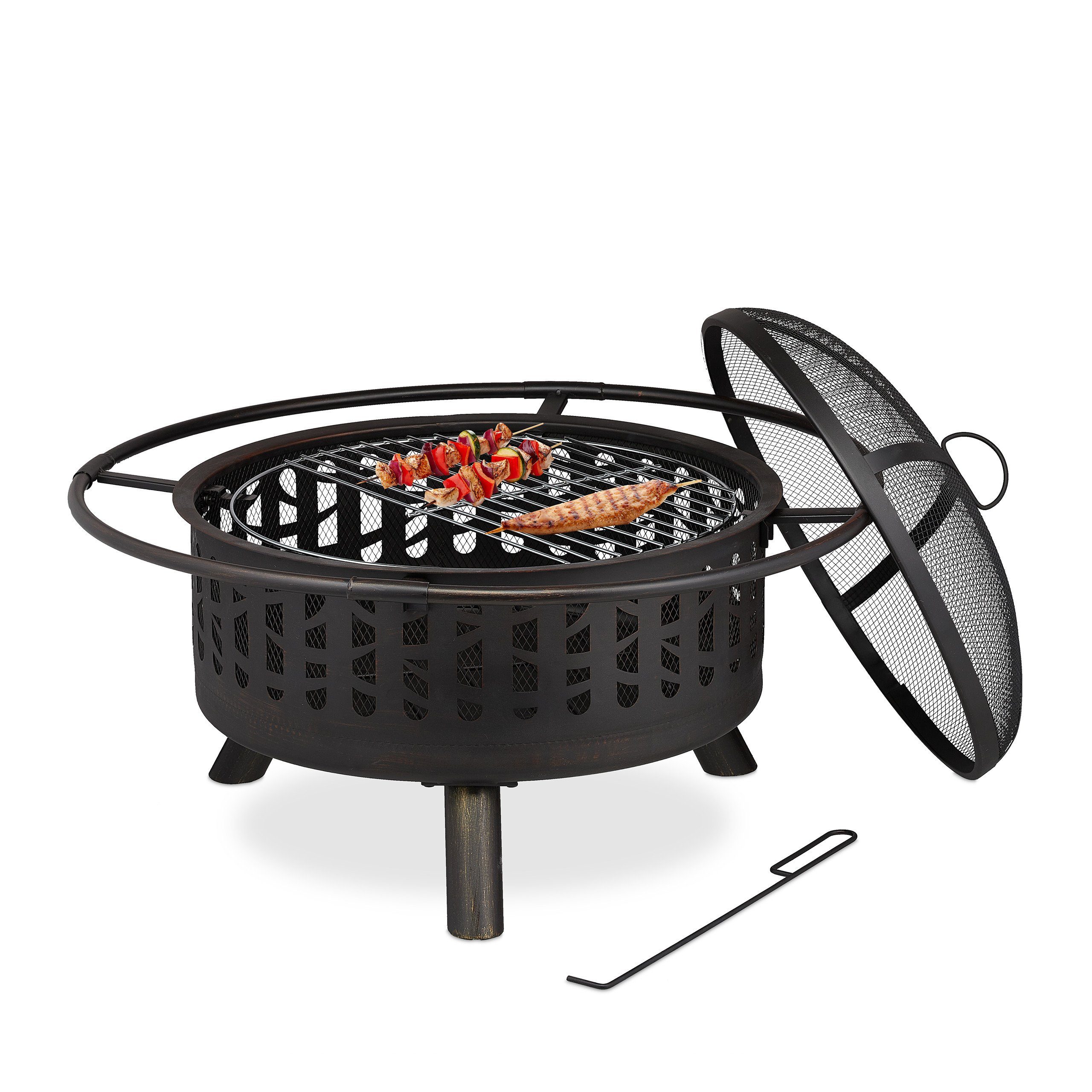 relaxdays Feuerschale Feuerschale mit Grillrost