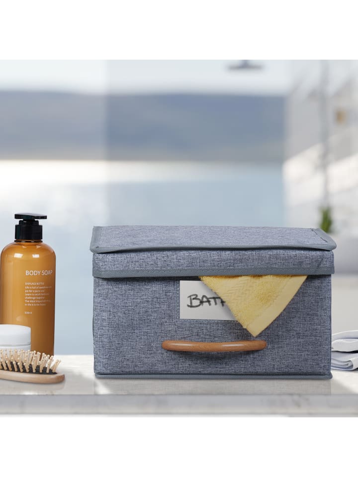 relaxdays 2 x Aufbewahrungsbox in Grau - (B)30 x (H)16 x (T)32,5 cm günstig kaufen onesize