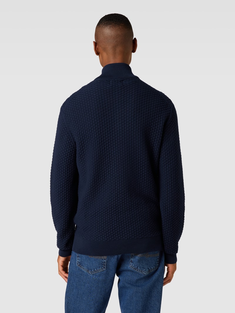 Strickpullover mit kurzem Reißverschluss in marineblau