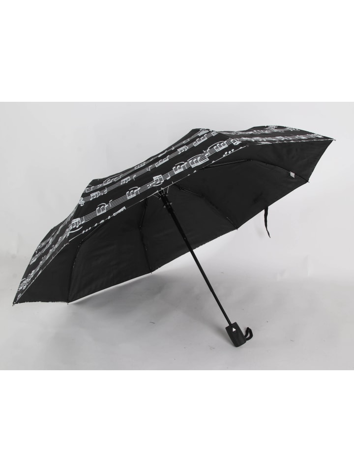 COFI 1453 Teleskop Taschenschirm mit Schutzhülle ?100 cm mit Notenmuster in Schwarz günstig kaufen onesize
