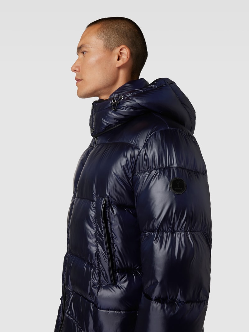 Steppjacke mit Kapuze Modell 'Castor' in marineblau