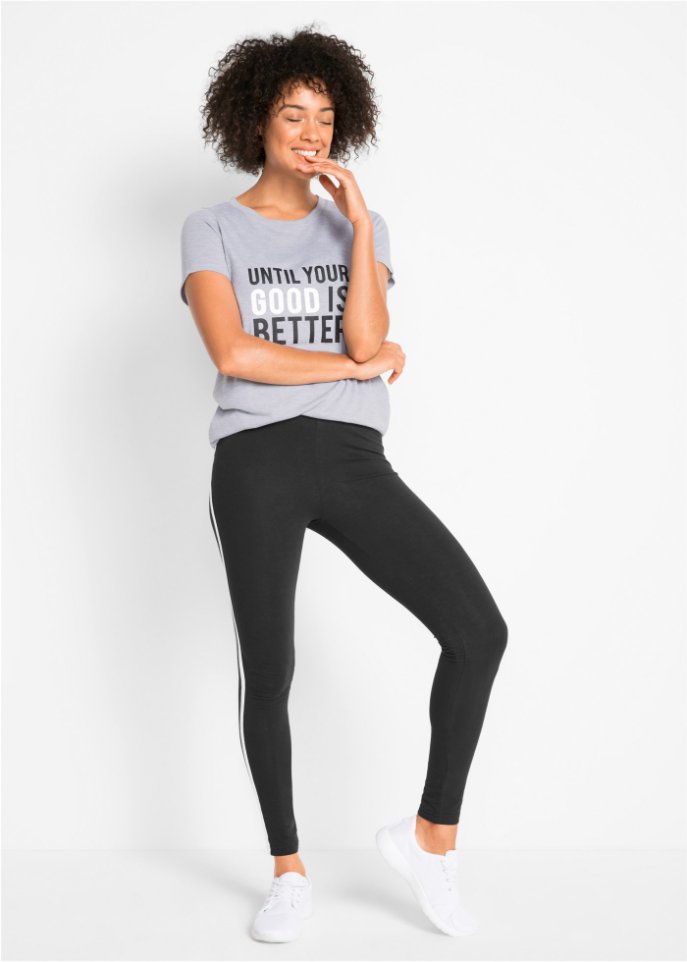 Sport-Leggings mit seitlichem Kontraststreifen, knöchelfrei