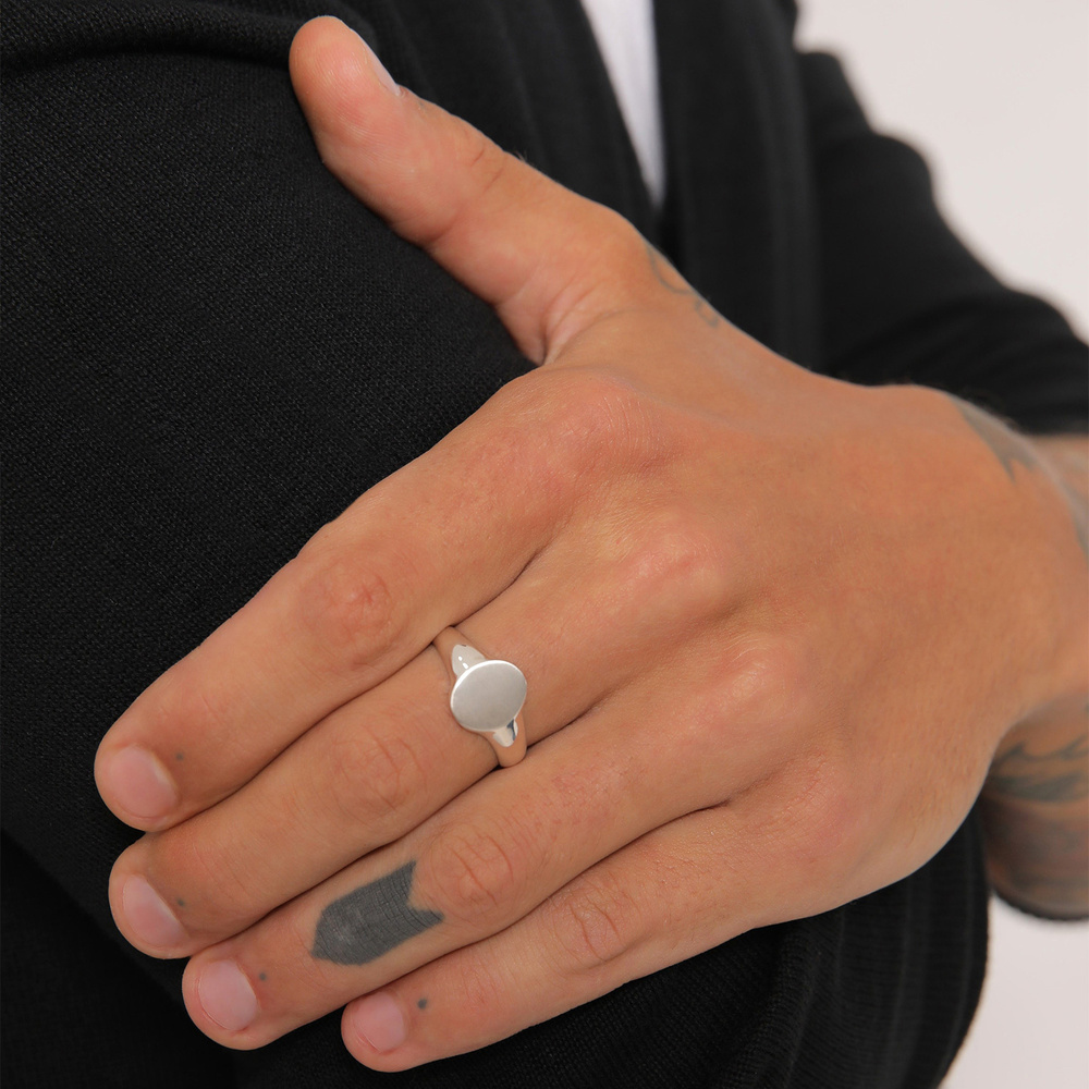 KUZZOI KUZZOI Bague Chevalière Basic Minimal Robuste Massif Bague Homme - (925/1000) Arg Bague