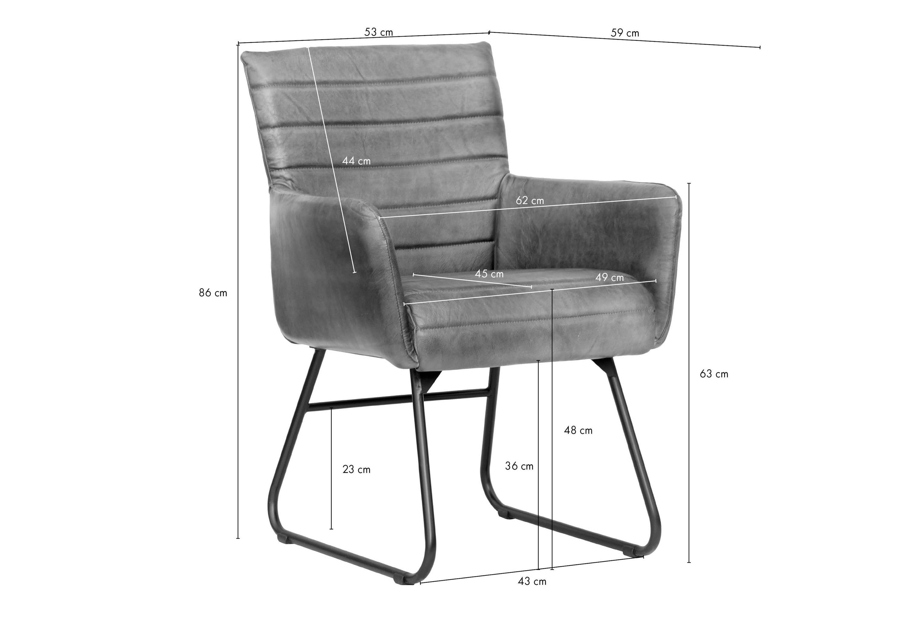 Massivmoebel24 Polsterstuhl Stuhl Echtleder 62x59x86 dunkelbraun IRON LABEL #06
