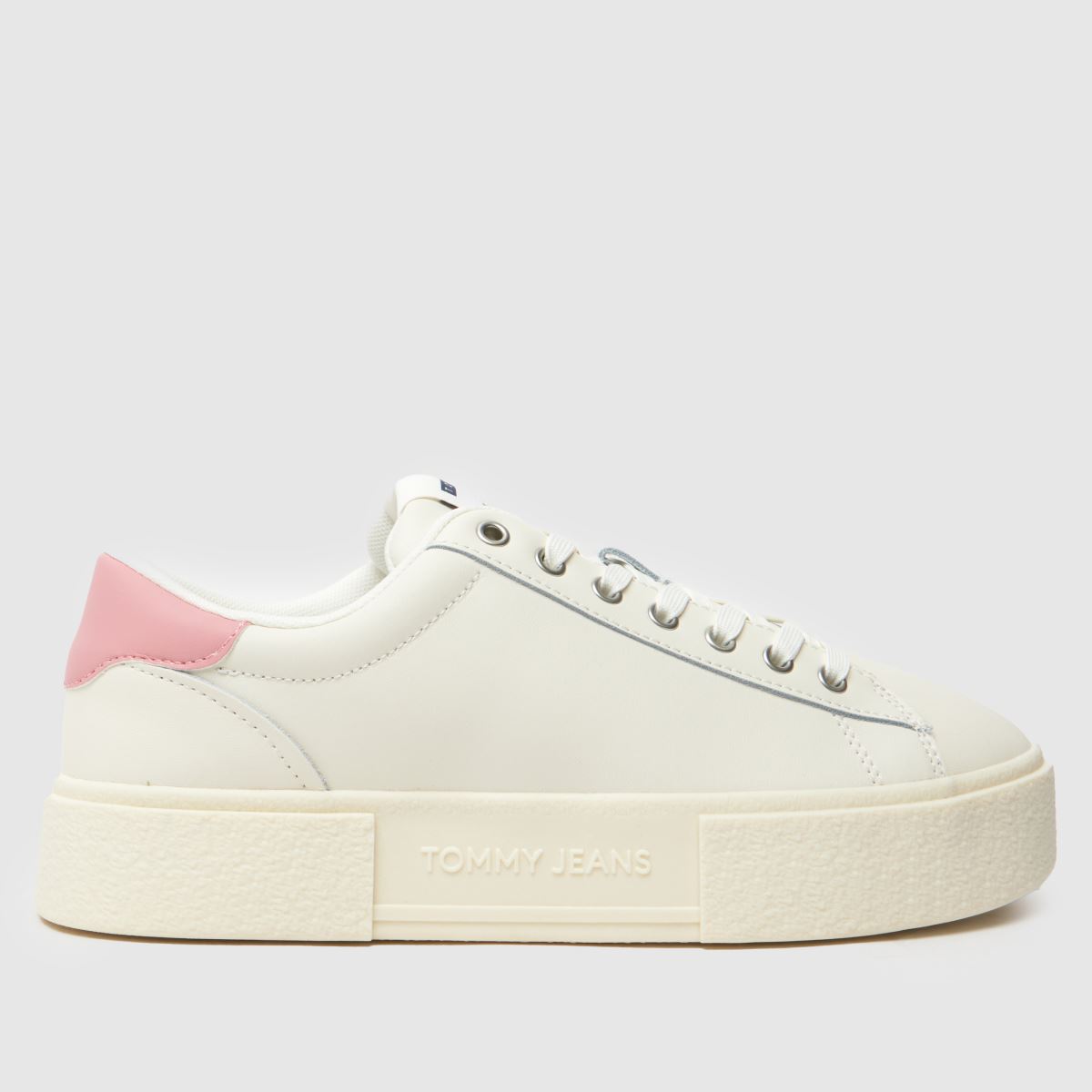 Tommy Jeans – Foxing – Vita och rosa plattformsneakers