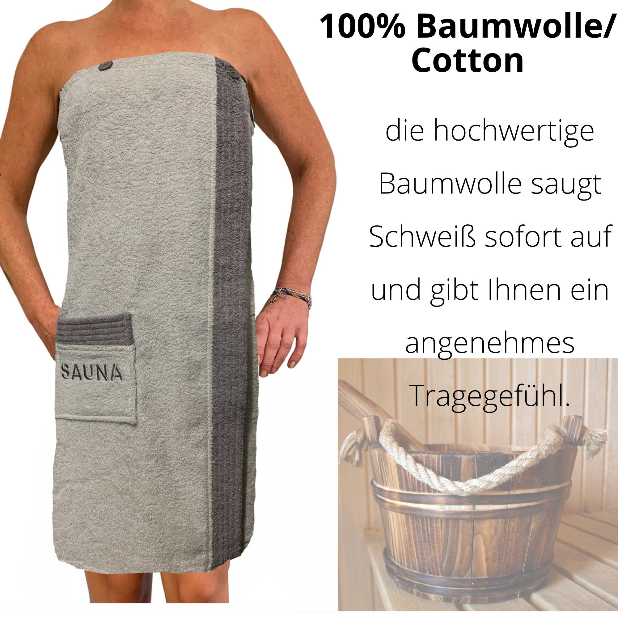JEMIDI Saunatuch Sauna Frottee Kilt Sarong M-XXL Damen - 100% Baumwolle