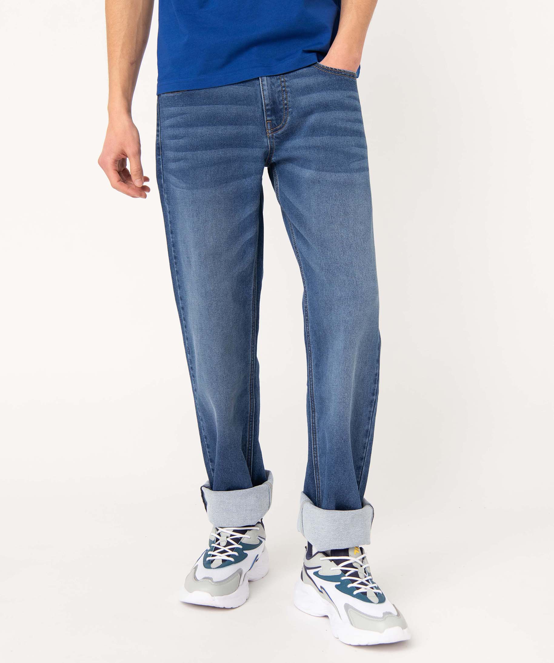 Jean homme coupe Straight délavé stone | GEMO