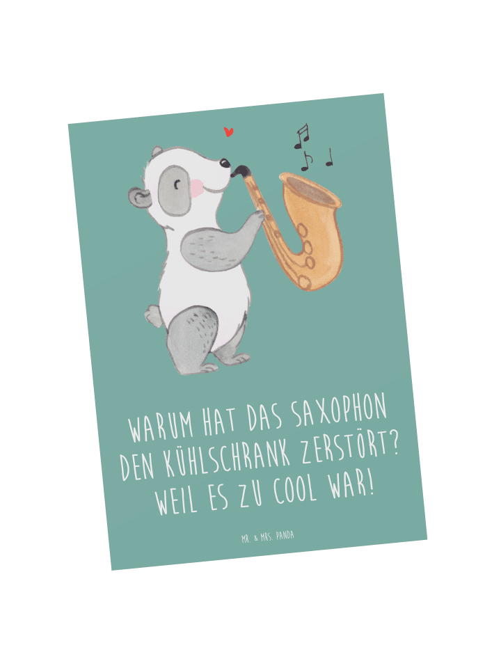 Mr. & Mrs. Panda Postkarte Saxophon Kühlschrank mit Spruch in Meeresbrise günstig kaufen onesize