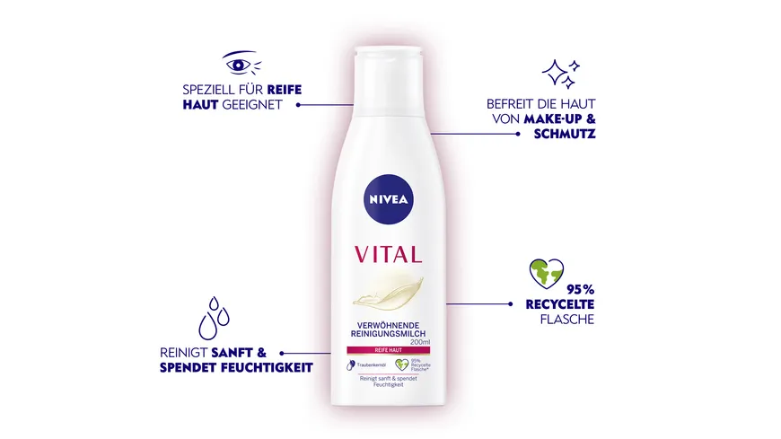 NIVEA VITAL Verwöhnende Reinigungsmilch Reife Haut 200 ml