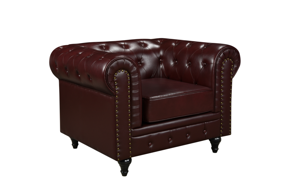 Happy Home Happy Home gepolsteter 3-2-1 Sitzer Sofa-Set HSP107-DRT dunkelrot Lederoptik