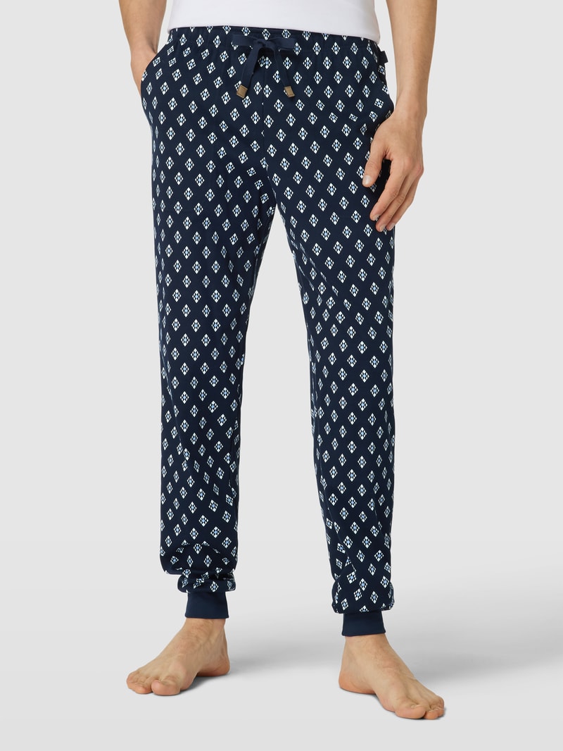 Pyjama-Hose mit Allover-Muster in dunkelblau