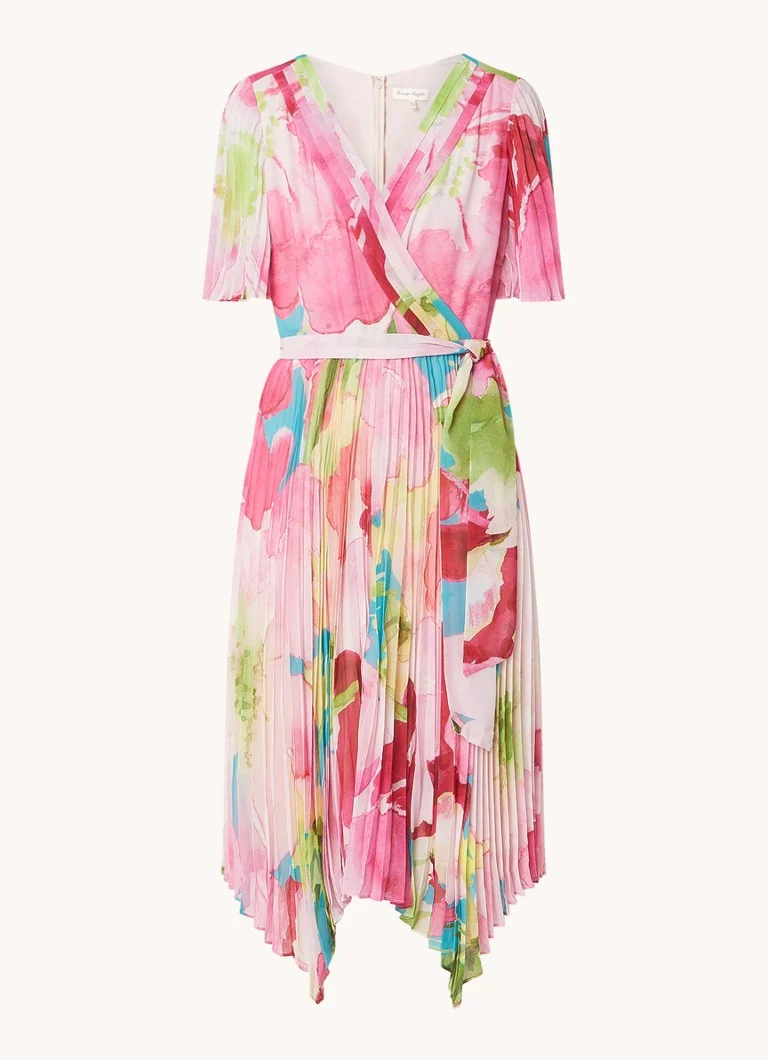 Rochie tunică midi Phase Eight Kendall cu imprimeu floral și pliuri.