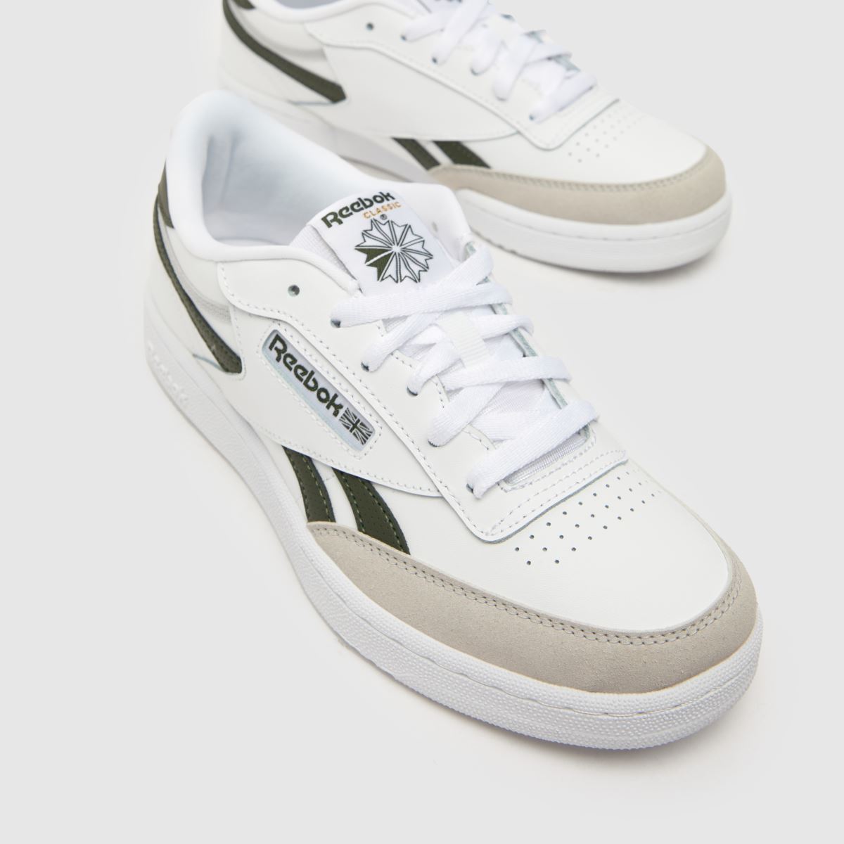 Reebok vita & gröna Club C Revenge pojkar ungdomsskor