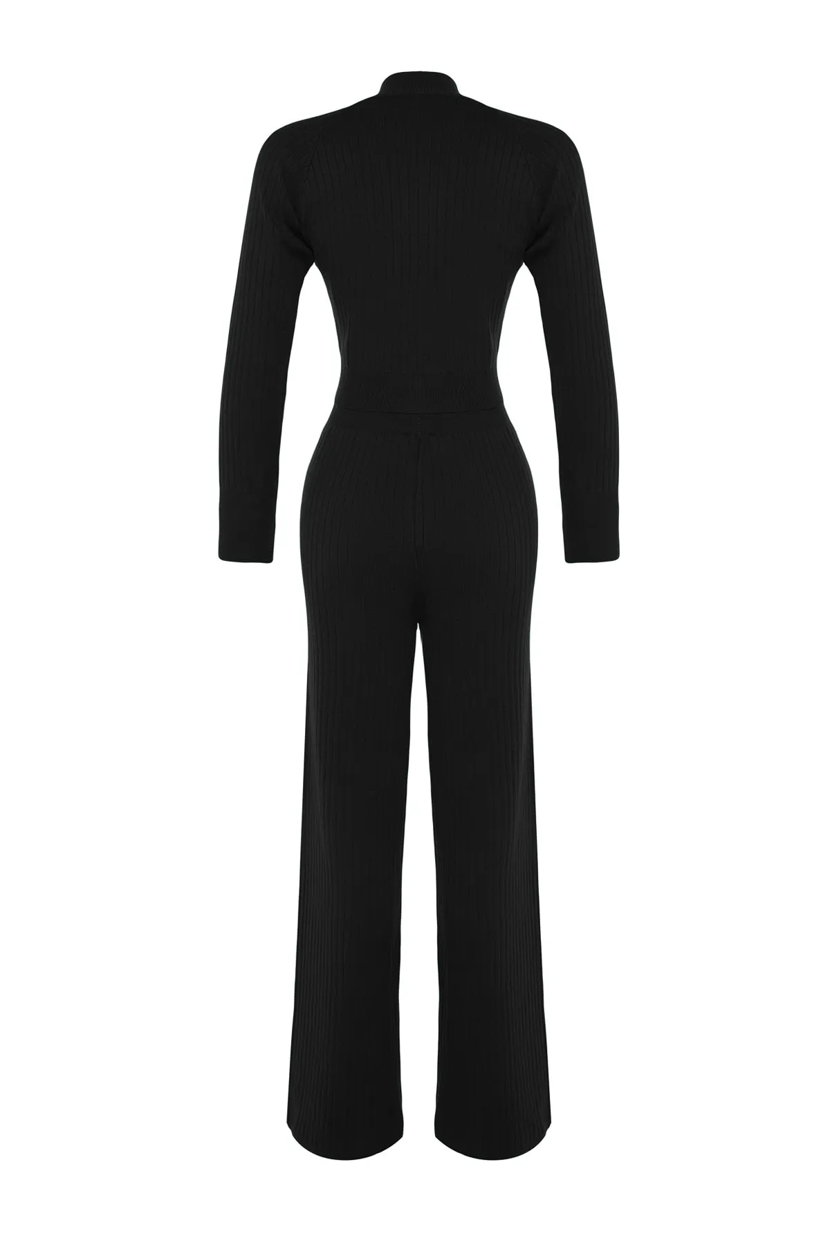 Trendyol Collection  Schwarzes, kurzes Strickoberteil und -unterteil-Set TWOAW24AU00014