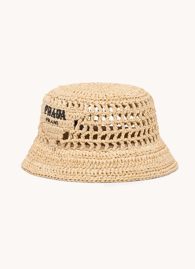 Prada Raffia bucket hat made of straw