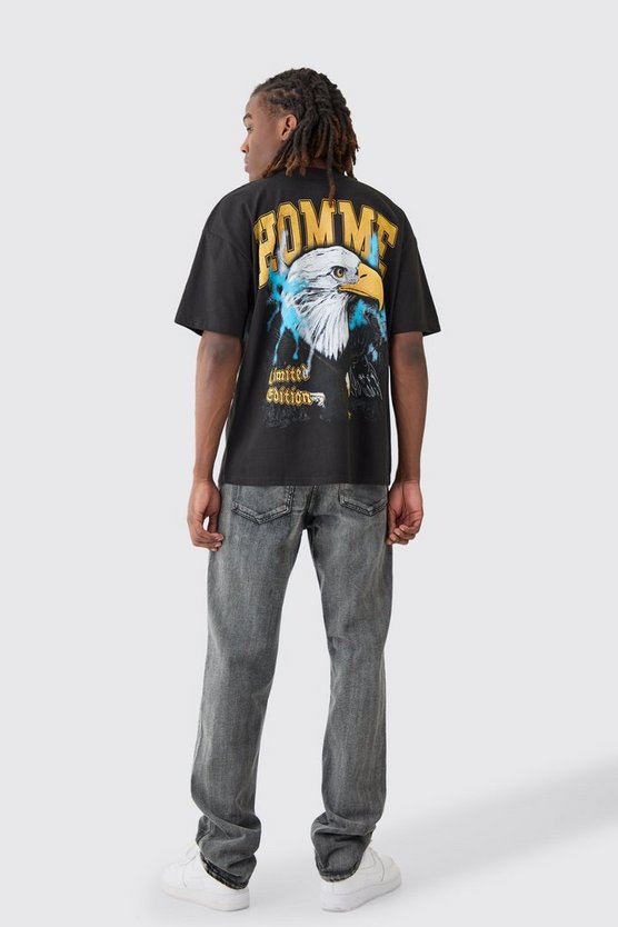 Oversize T-Shirt mit Homme Adler-Print