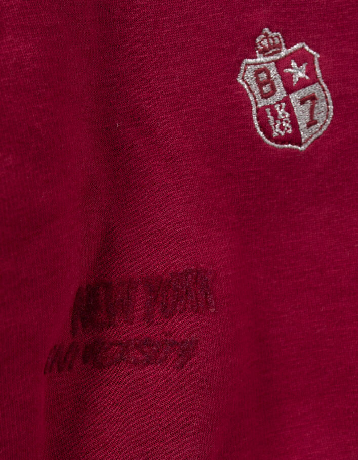 Sweat bordeaux brodé à capuche fille