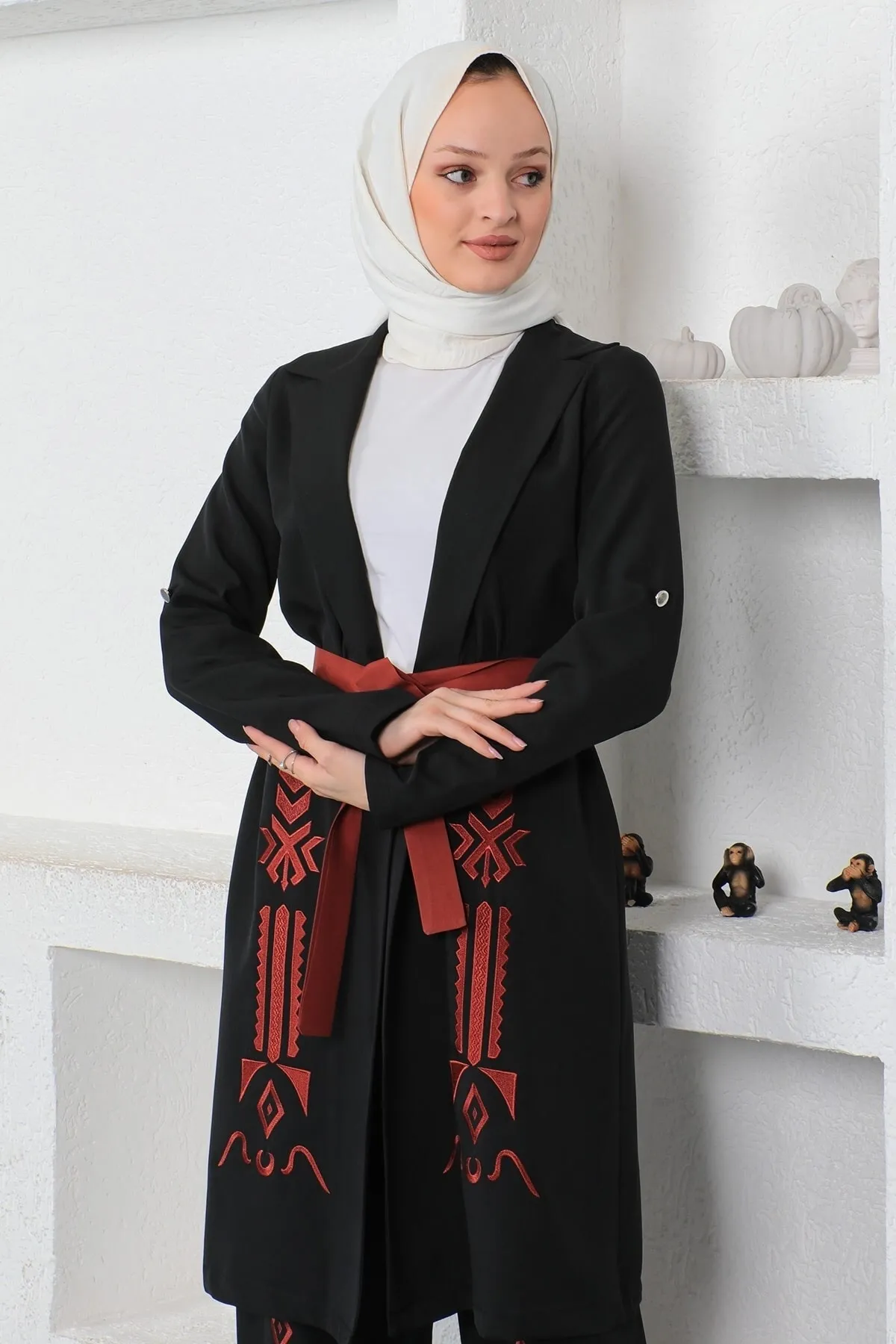 Modamihram  Stickerei-Detailset Schwarz 19002