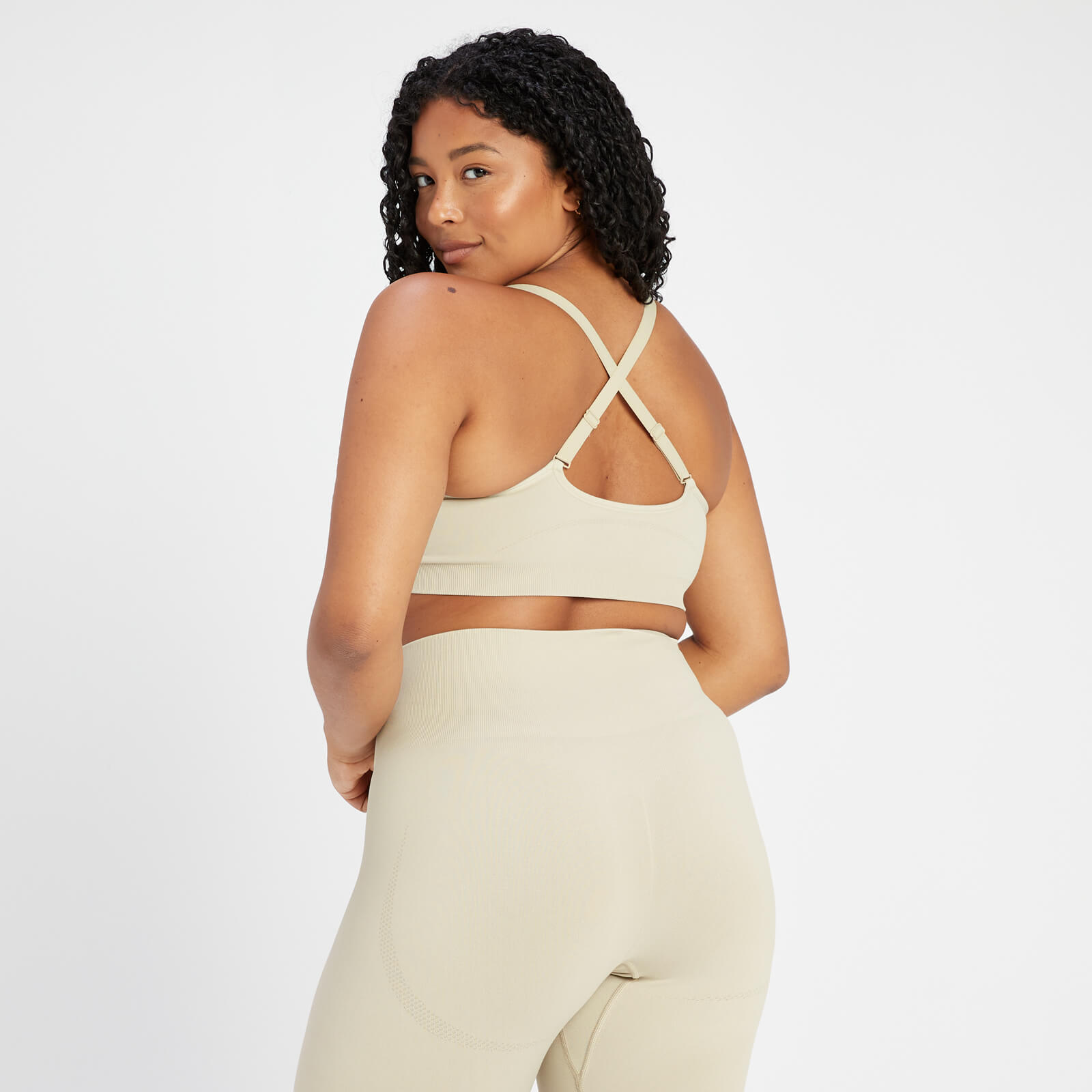 Brassière de sport sans coutures à dos croisé MP Rest Day pour femmes – Gris toile