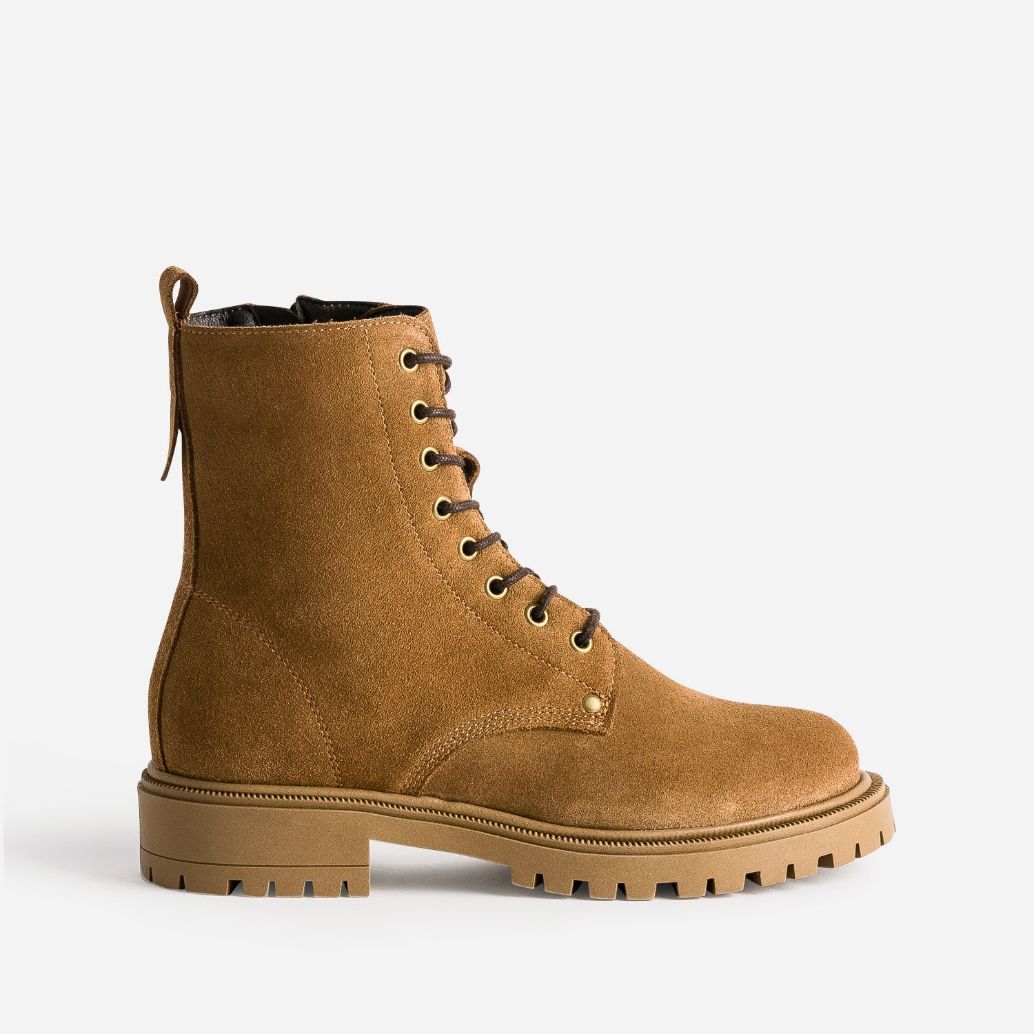 Boots cranté TEXTO en cuir camel
