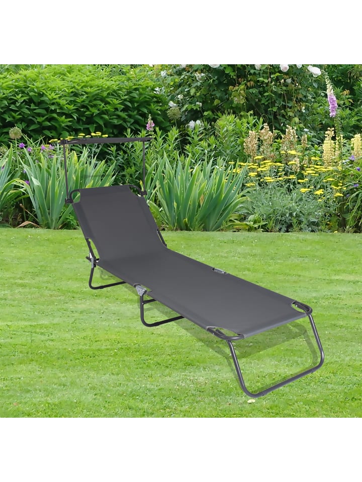 VCM  Sonnenliege Liegestuhl Gartenliege Dach Liegestuhl in Grau günstig kaufen onesize