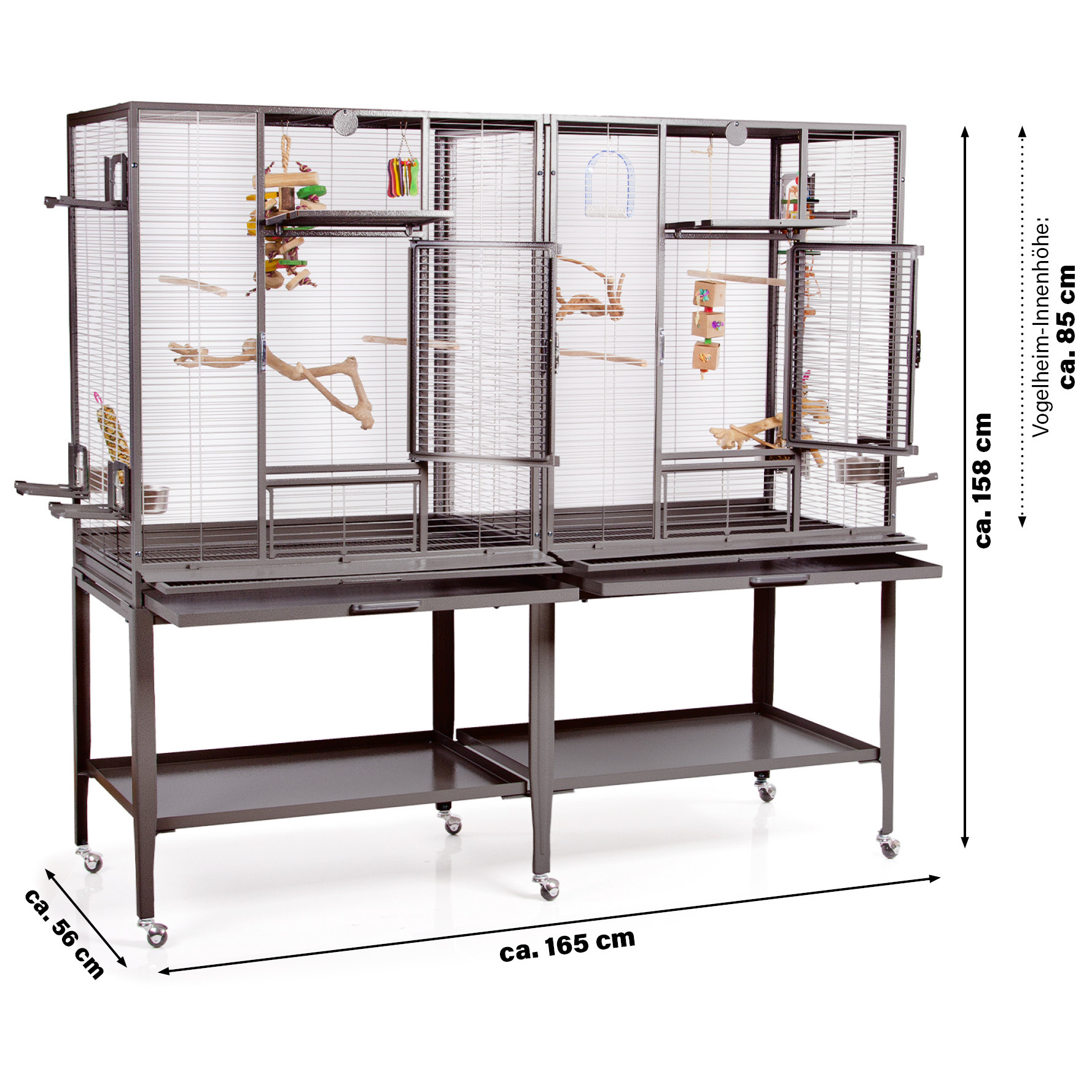 Montana Cages Käfige & Volieren Montana Cages Vogelkäfig New Madeira Double dunkelgrau