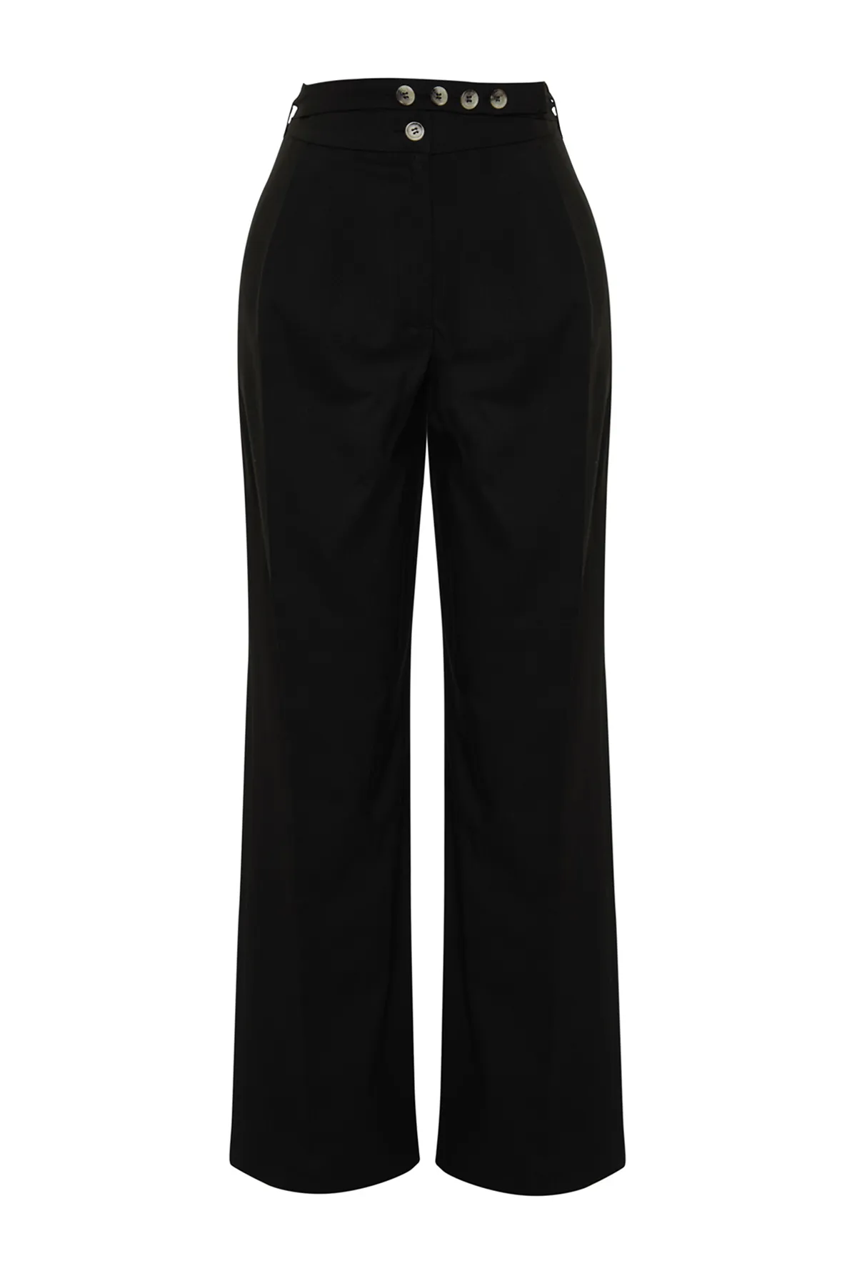 Trendyol Collection  Schwarze gerade/gerade geschnittene Hose mit Gürteldetail TWOSS24PL00023
