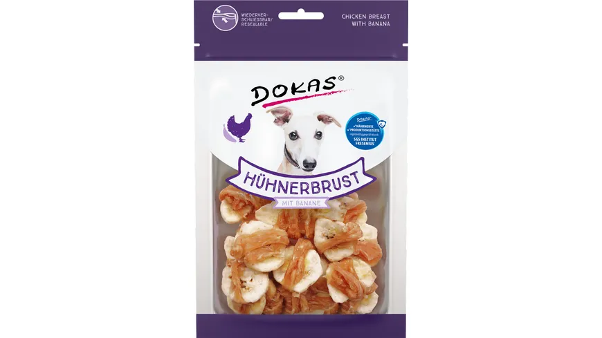 Dokas Hunde Snack Hühnerbrustfilet mit Banane 70 g