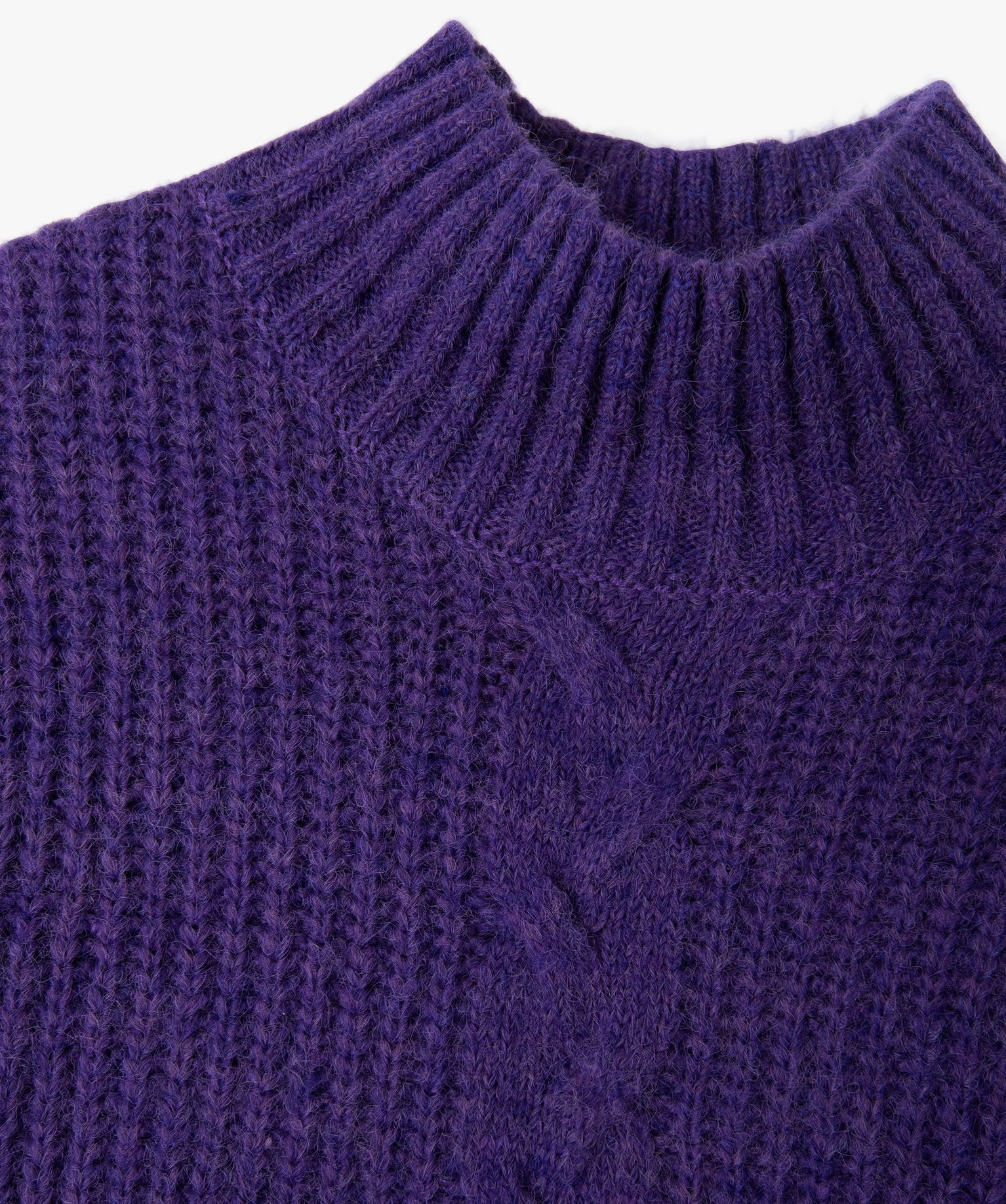 Pull fille col montant avec torsade sur l’avant violet | GEMO