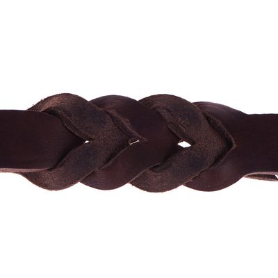Heim Lederleine mit eingeflochtenem Karabiner, braun