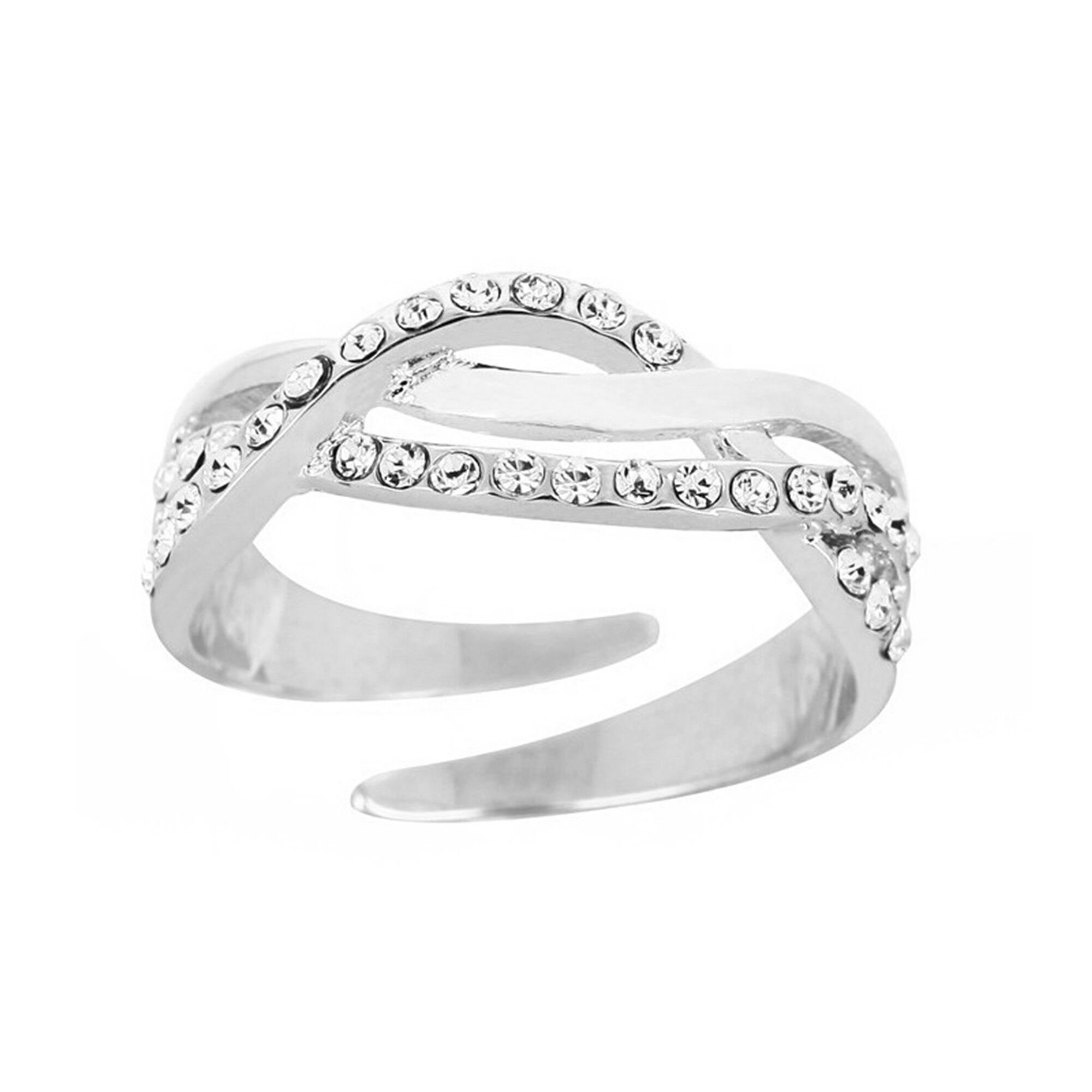 Bague ajustable tressée cristaux