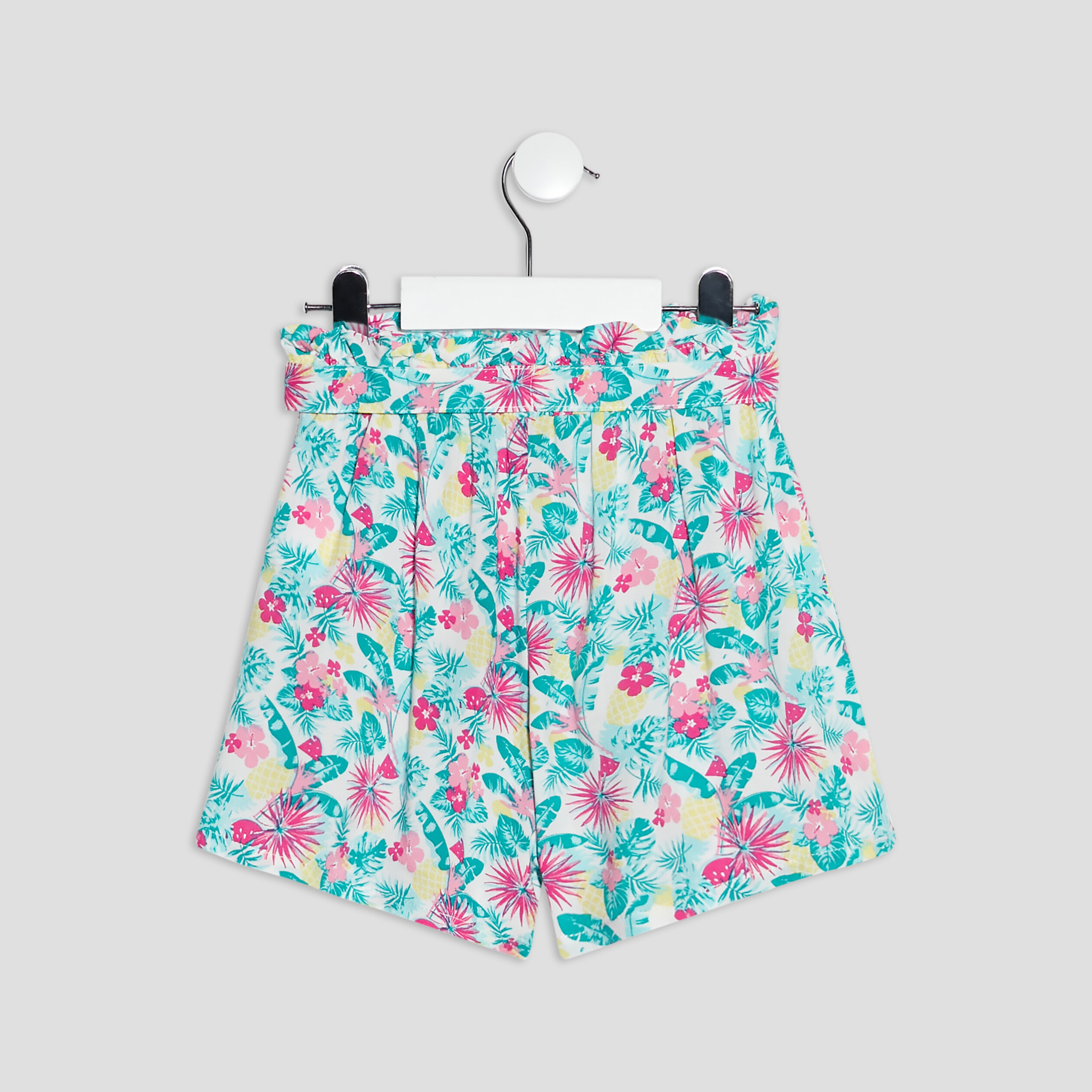 Short droit fluide ceinturé blanc fille | La Halle