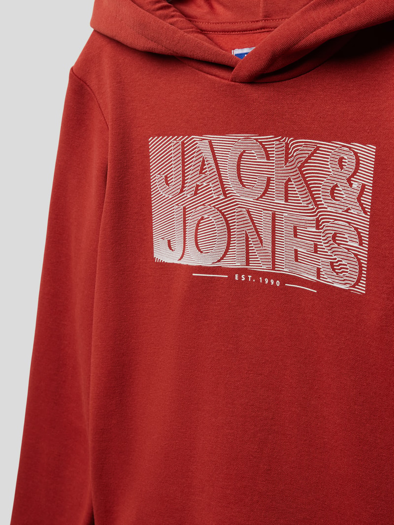 Hoodie mit Label-Print in rot