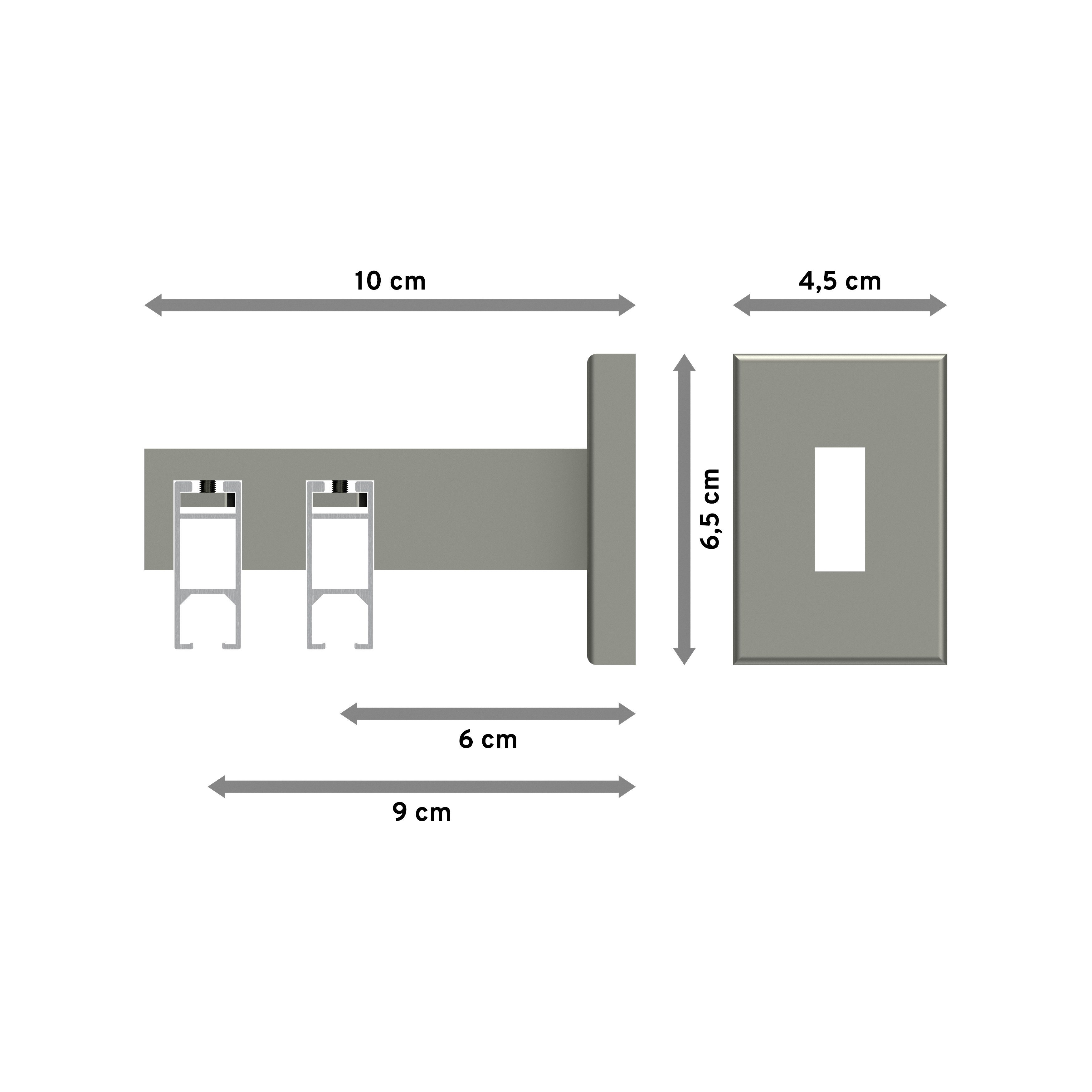 Gardinenstange Smartline Lox, INTERDECO, 2-läufig, 14x35 mm, eckig, Wandmontage, Edelstahl-Optik
