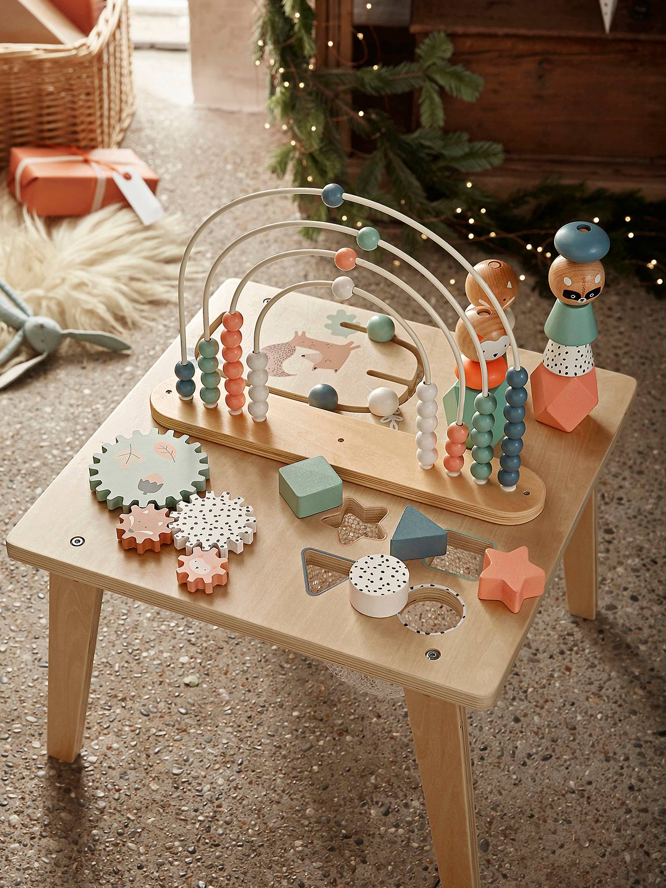 Table d'activités Arc-en-ciel en bois FSC® multicolore
