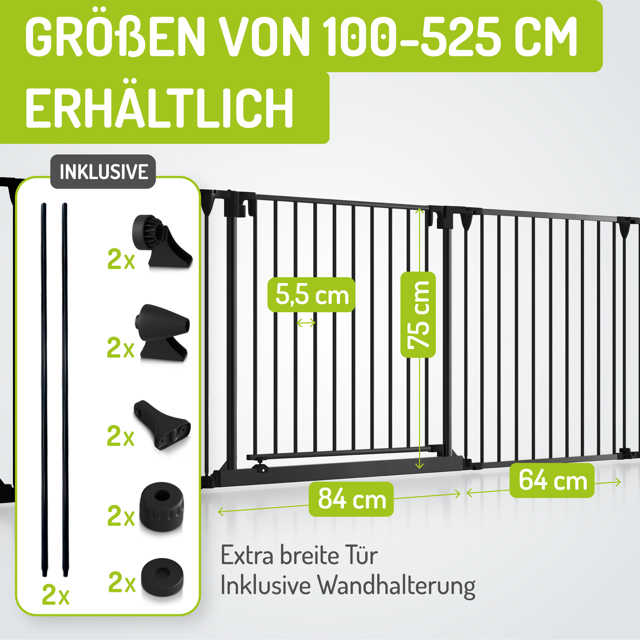 bomi Türschutzgitter & Hundeklappen bomi Absperrgitter Milo 223-525 cm XL