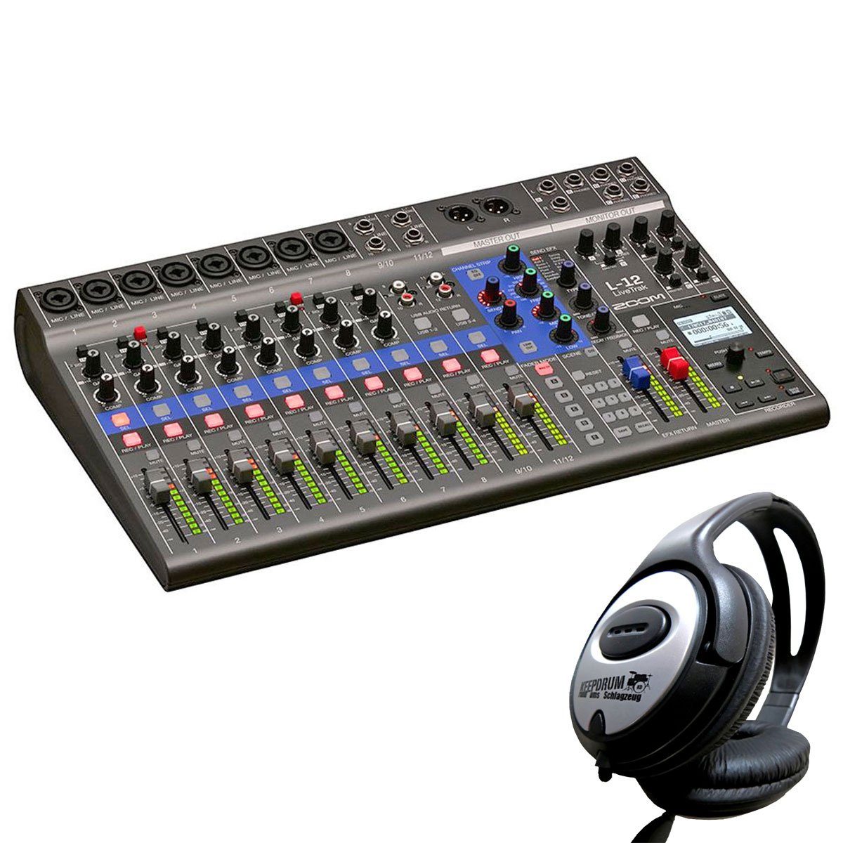 Zoom Audio Mischpult L-12 LiveTrak, (Digitaler Mixer, Integriertes USB Audio-Interface), mit Kopfhörer