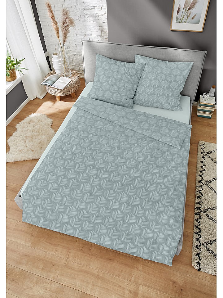 Sigmapur Jacquard-Flanell-Bettwäsche-Set in Hellblau günstig kaufen