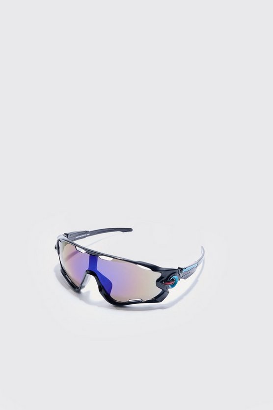 Racer-Sonnenbrille mit verspiegelten Gläsern
